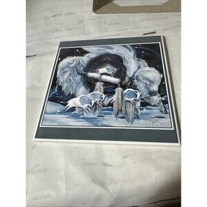 Signature Art Trivet Blue Buffalo Tribal With Box/package